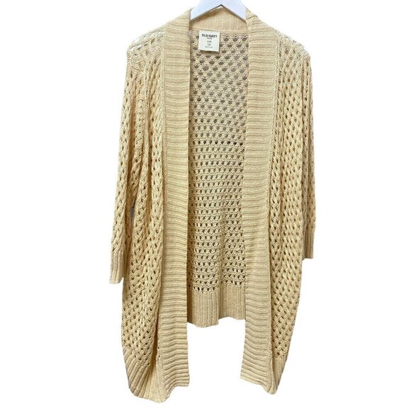 OLD NAVY Crochet Cardigan Sweater Plus Size 1X Linen Cotton Knit Open Front - Picture 1 of 8